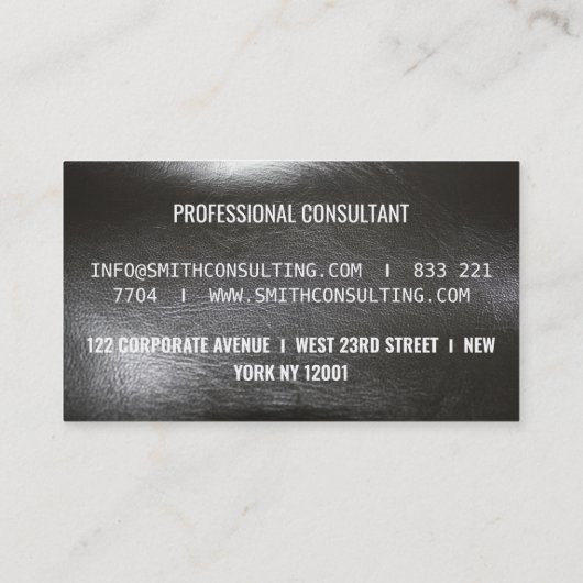 Elegant zwart leren professional visitekaartje (Achterkant)