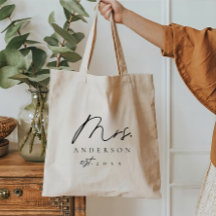 Elegant zwart lettertype Custom Mrs Canvas tas