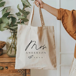 Elegant zwart lettertype Custom Mrs Canvas tas