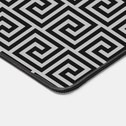 Elegant Zwart & Lichtgrijs Grieks Patroon Bureaumat (Hoek)