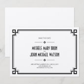 Elegant zwart Lijst Art Deco Save the Date Kaart (Voorkant / Achterkant)