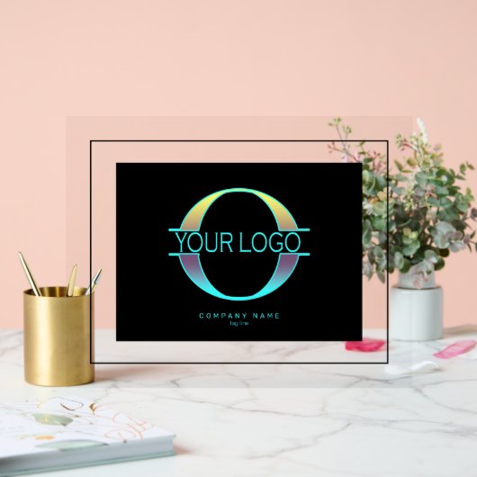 Elegant zwart Lijst en achtergrond voor Logo Acryl Bord (Huwelijk)