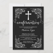 Elegant zwart Lijst kruisbevestigingsuitnodiging Kaart (Voorkant)
