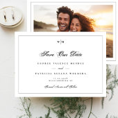 Elegant zwart Lijst Monogram Classic Fotobruiloft Save The Date