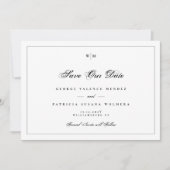 Elegant zwart Lijst Monogram Classic Fotobruiloft Save The Date (Voorkant)