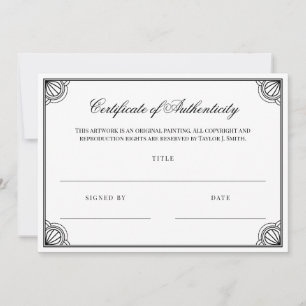 Elegant zwart lijstje certificaat van echtheid