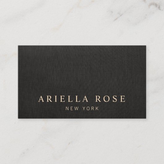 Elegant zwart linnen Lux Professional Visitekaartje (Voorkant)