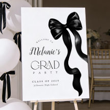 Elegant zwart lint afstudeerfeest welkomstbord