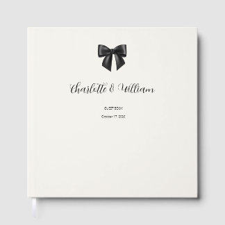 Elegant zwart lint gouden folie trouwgastenboek gastenboek