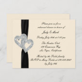 Elegant Zwart Lint Repetitie Diner Uitnodiging (Voorkant / Achterkant)