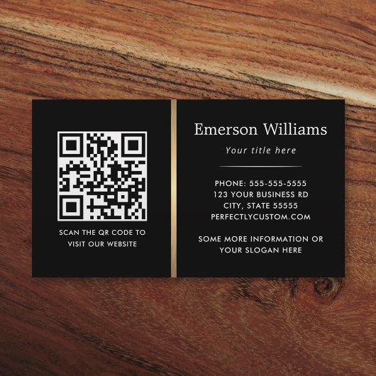 Elegant zwart logo QR code golden gradiëntverdeler Visitekaartje