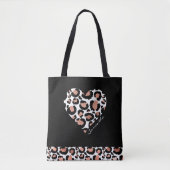 Elegant zwart luipaard hart tote bag (Voorkant)