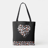 Elegant zwart luipaard hart tote bag (Achterkant)