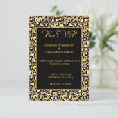 ELEGANT ZWART LUIPAARD PRINT RSVP KAART (Staand voorkant)