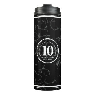Elegant zwart marmer 10 jaar werkjubileum  thermosbeker