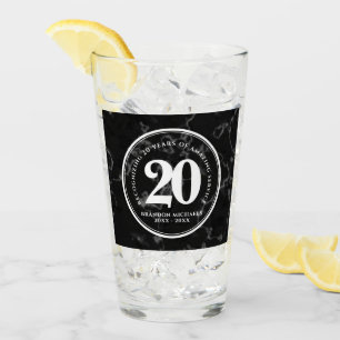 Elegant zwart marmer 20 jaar werkjubileum glas
