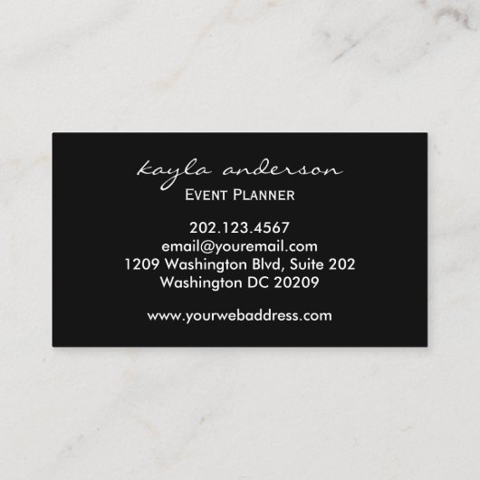 Elegant zwart marmer Abstract Professional Visitekaartje (Achterkant)