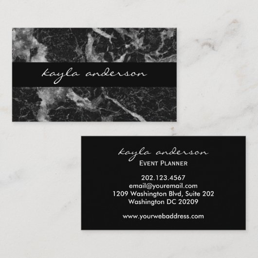Elegant zwart marmer Abstract Professional Visitekaartje (Voorkant / Achterkant)