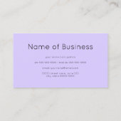 Elegant Zwart Marmer en Goud Eenvoudig Licht Paars Visitekaartje (Achterkant)