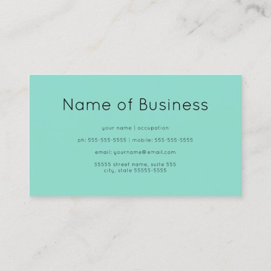 Elegant zwart marmer en goud eenvoudige munt groen visitekaartje (Achterkant)