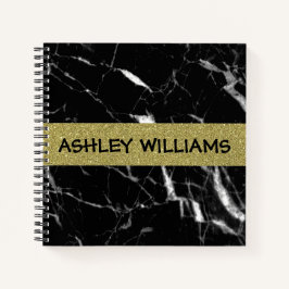 Elegant zwart marmer en goud notitieboek