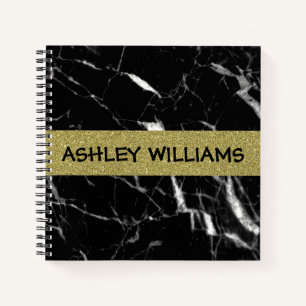 Elegant zwart marmer en goud notitieboek