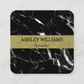 Elegant zwart marmer en goud vierkante visitekaartje (Voorkant)