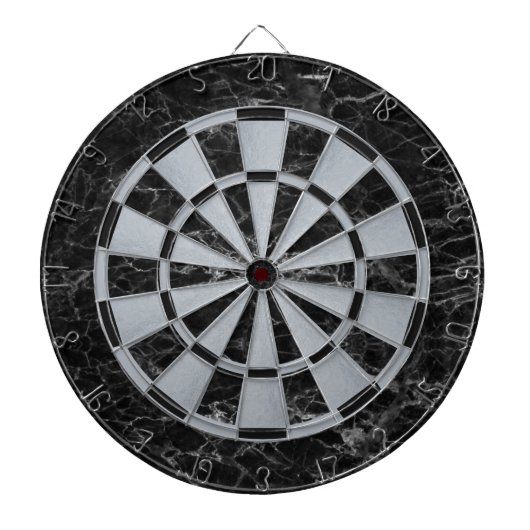 Elegant Zwart Marmer Faux Zilver Metallic Classic Dartbord (Voorkant)