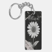Elegant zwart marmer gepersonaliseerde Daisy Sleutelhanger (Voorkant Links)