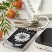 Elegant zwart marmer gepersonaliseerde Daisy Sleutelhanger (Voorkant Rechts)