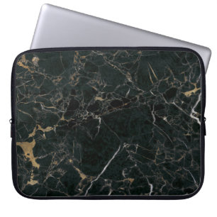Elegant zwart marmer: getextureerde achtergrond laptop sleeve