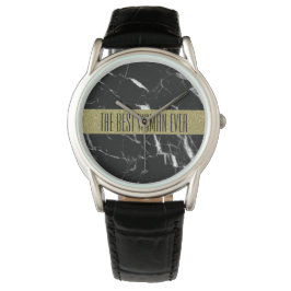 Elegant zwart marmer goud horloge