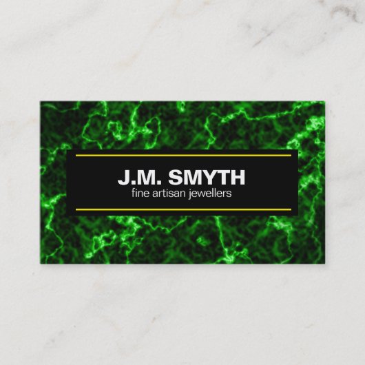 Elegant zwart marmer met fosfor groene aderen visitekaartje (Voorkant)