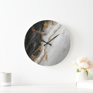 Elegant zwart marmer met goud textuur grote klok