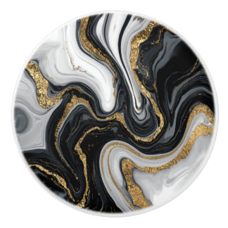 Elegant zwart marmer met goud textuur keramische knop
