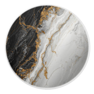 Elegant zwart marmer met goud textuur keramische knop