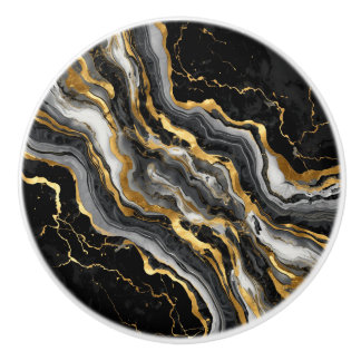 Elegant zwart marmer met goud textuur keramische knop