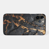 Elegant zwart marmer met gouden aders moderne kuns Case-Mate iPhone case (Achterkant (horizontaal))