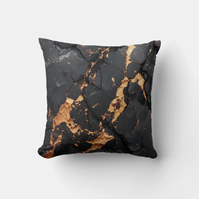 Elegant zwart marmer met gouden aders moderne kuns kussen (Voorkant)