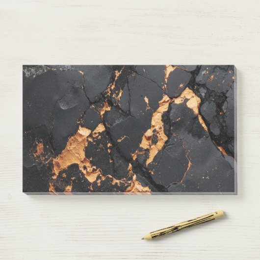 Elegant zwart marmer met gouden aders moderne kuns post-it® notes (Op bureau)