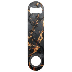 Elegant zwart marmer met gouden aders moderne kuns speed flessenopener