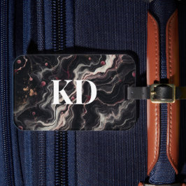 Elegant zwart marmer Modern & stijlvol reizen Bagagelabel