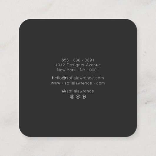 Elegant zwart marmer moderne professionele ontwerp vierkante visitekaartje (Achterkant)