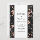 Elegant zwart marmer Roos gouden bruiloft Kaart (Voorkant)