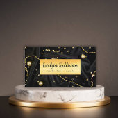 Elegant zwart marmer schoonheidssalon Visitekaartj Visitekaartje