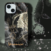 Elegant Zwart Marmer Vrouw profiel iPhone 15 Case