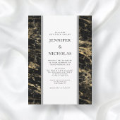 Elegant zwart marmeren bruiloft kaart