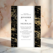 Elegant zwart marmeren bruiloft kaart