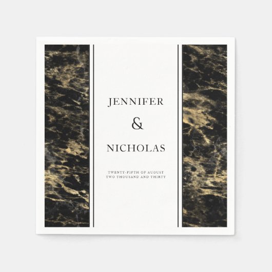 Elegant zwart marmeren bruiloft servet (Voorkant)