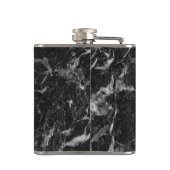 Elegant zwart marmerpatroon met aangepast monogram heupfles (Achterkant)